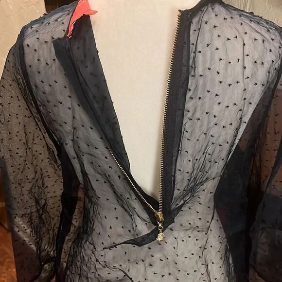 Manoush sheer black mesh top with floral appliqués, size S! - Picture 8 of 9